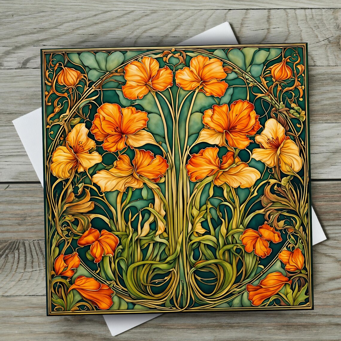 Art Nouveau Floral Tile, Vintage Botanical Art Print - Image 3