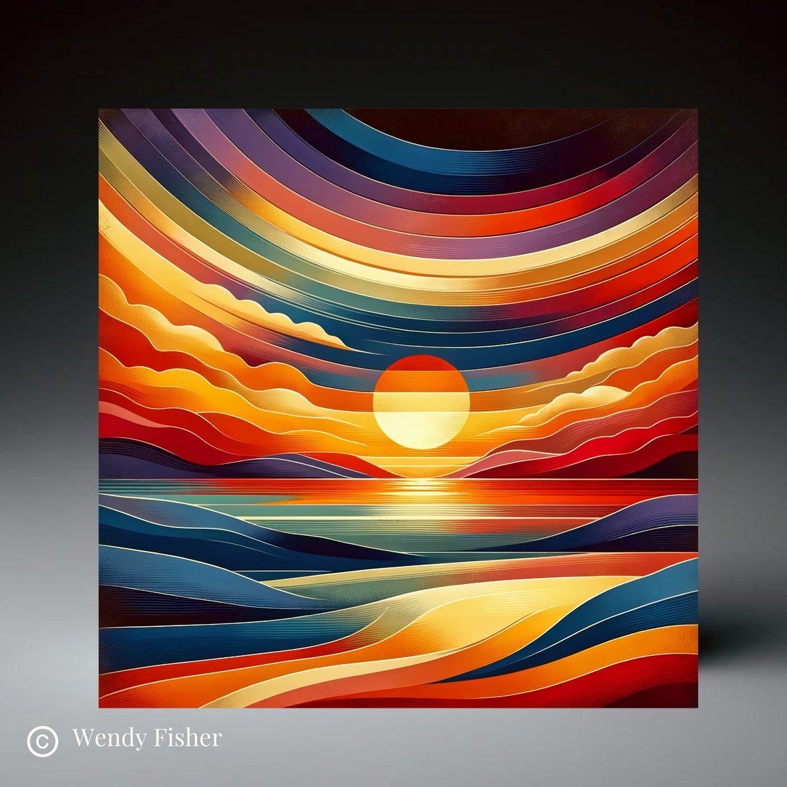 Abstract Expressionism Sunset Modern Art Tile Home And Kitchen Decor Landscape Art Ceramic Art Tile Handmade Gift Decorative Tile