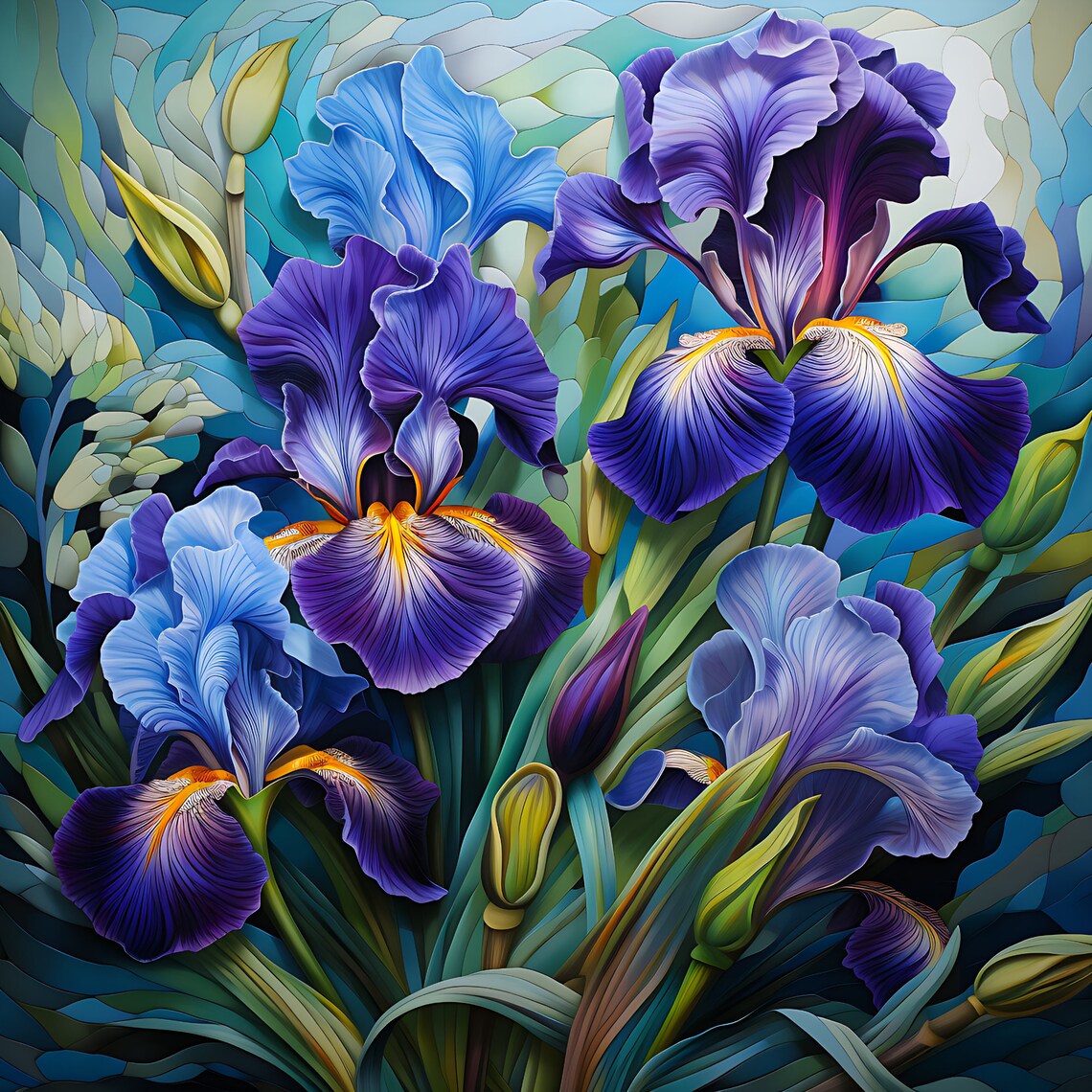 Purple Iris Ceramic Art Tile, Botanical Decor - Image 4