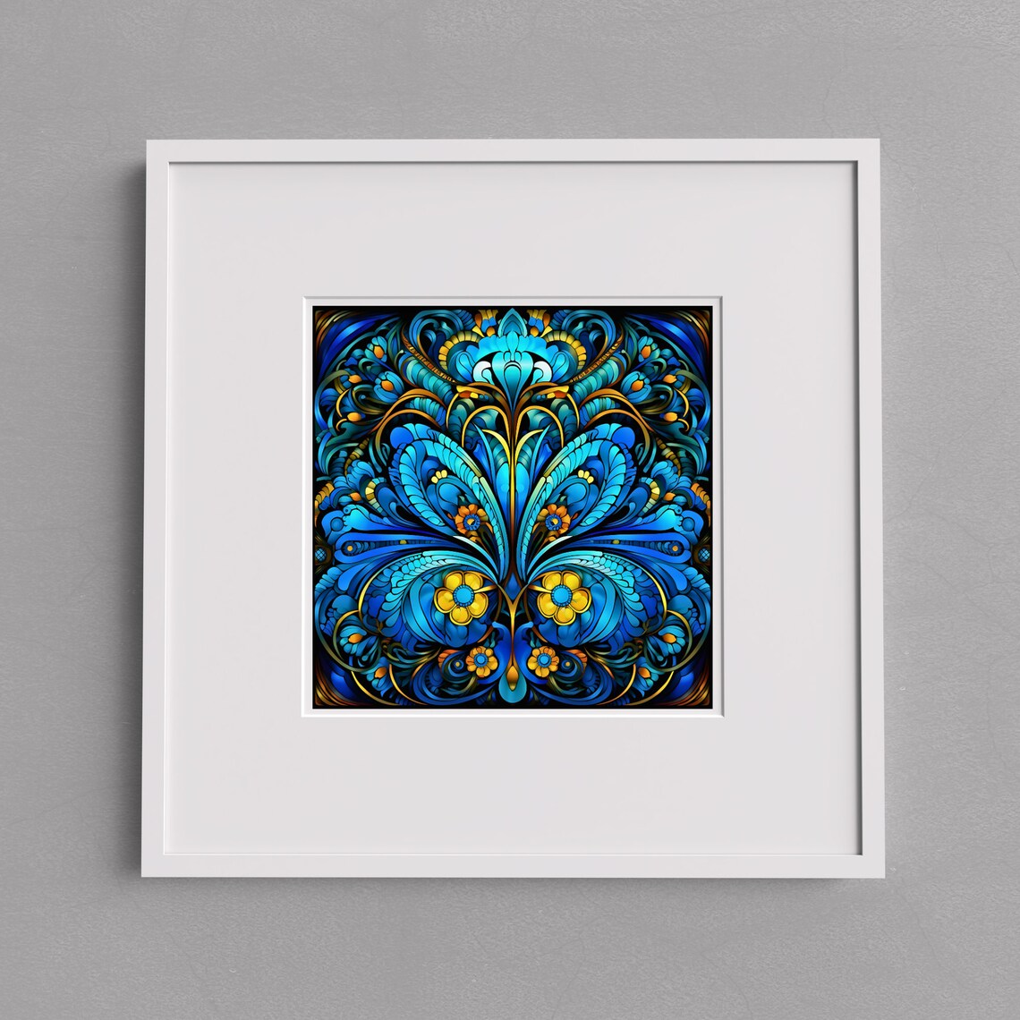 Art Nouveau Floral Stained Glass Effect Art Print - Image 3