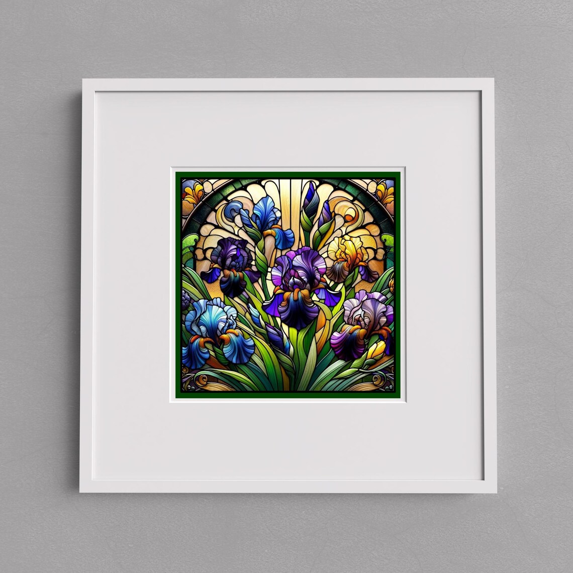 Stained Glass Iris Floral Art Print, Botanical Decor - Image 3