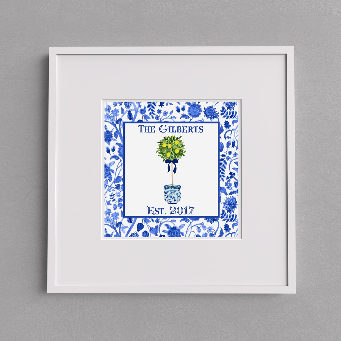 Lemon Tree Chinoiserie Ceramic Art Tile Personalized Gift Wedding Gift Housewarming Gift Anniversary Present Lemon Tree Ginger Jar - Image 3