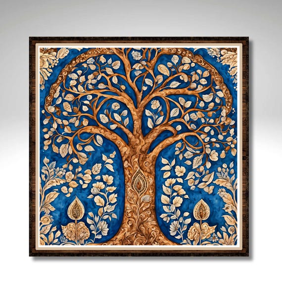 Kalamkari Tree Of Life Ceramic Tile Indian Art Eastern Art Decorative Tile Unique Home Decor Optional Trivet Wall Art Gift Mom