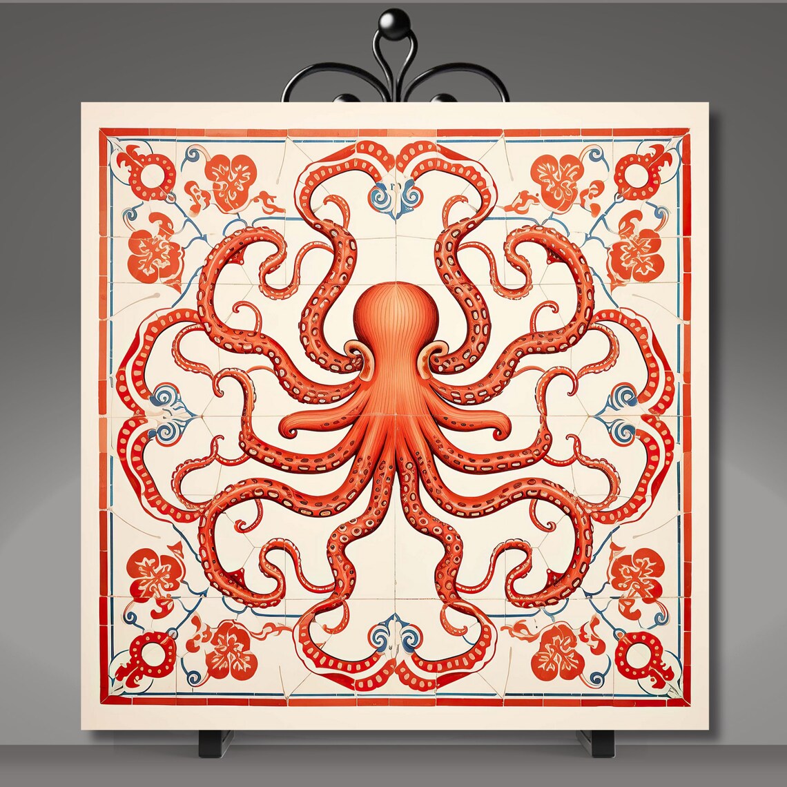 Deruta Octopus Wall Art Print, Italian Coastal Decor - Image 5