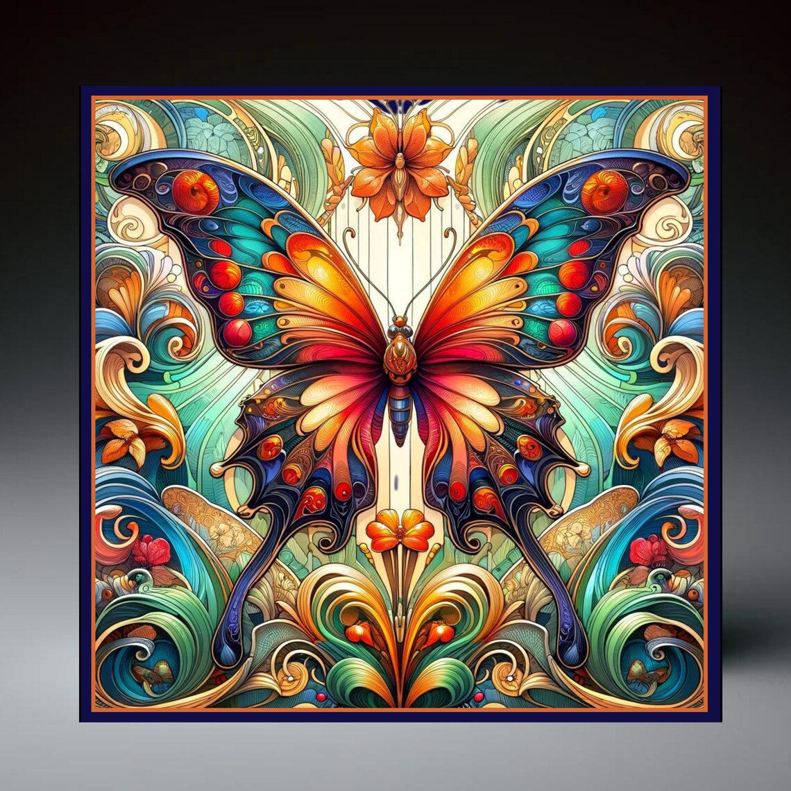 Colorful Butterfly Art Nouveau Wall Art Print