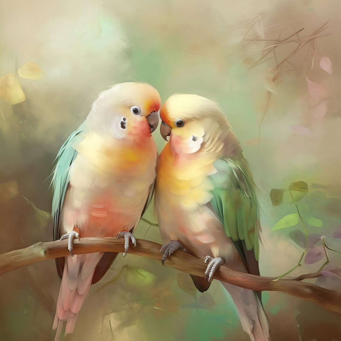 Peach Faced Lovebirds Ceramic Art Tile, Bird Decor - Image 4