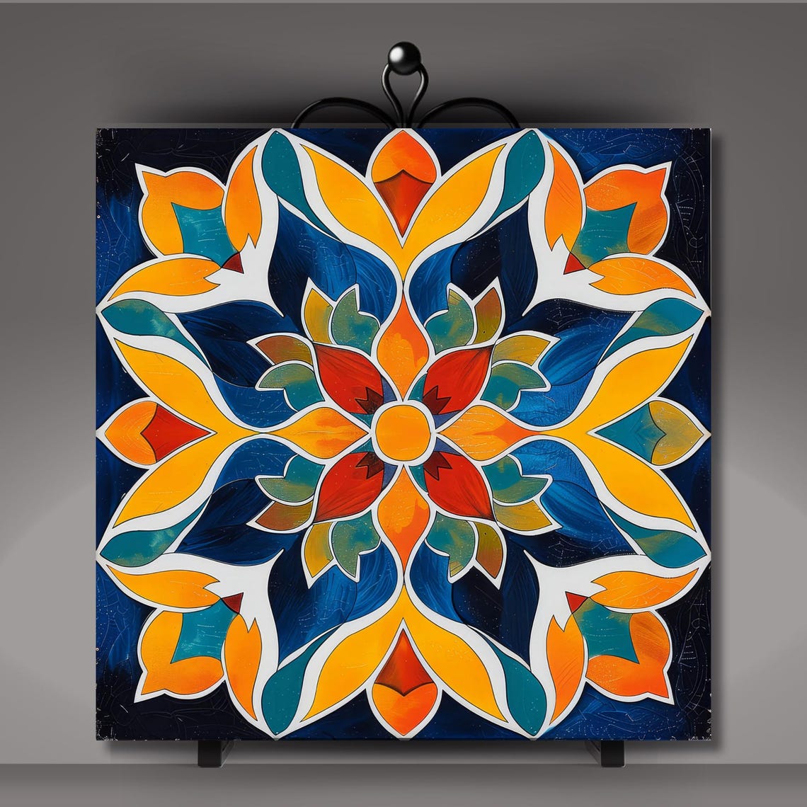 Handmade Moroccan Ceramic Tile Decorative Tile Backsplash Tile Spanish Influence Wall Art Geometric Kitchen Tile Boho Art Decor - Image 5