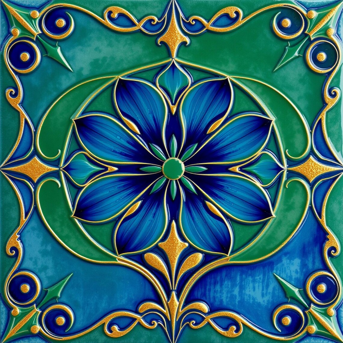 Art Nouveau Art Deco Ceramic Tile, Kitchen Wall Art Print - Image 3