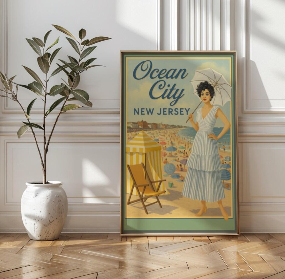 Ocean City New Jersey Vintage Travel Poster