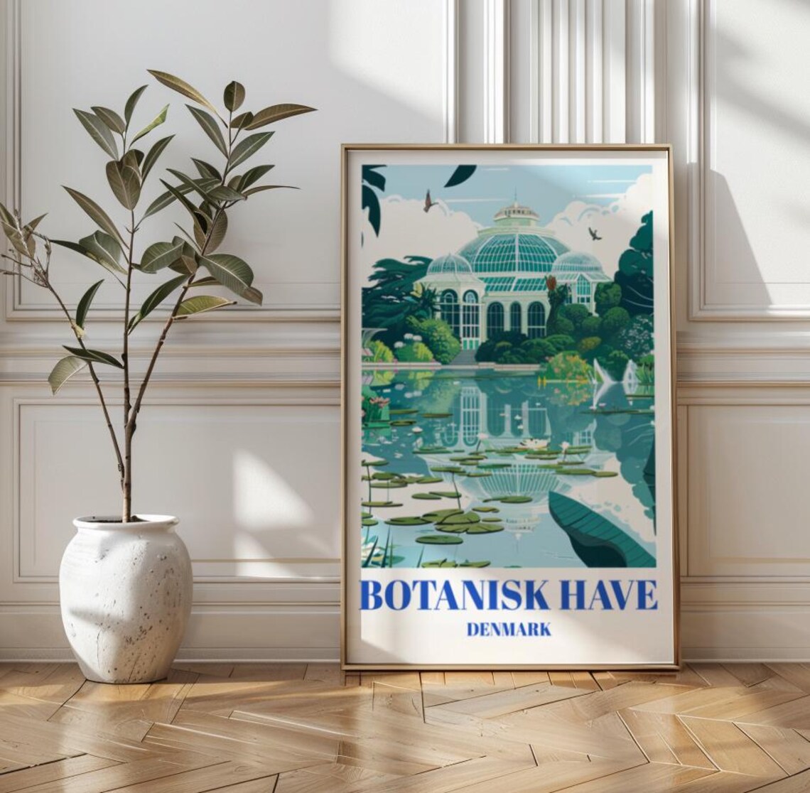 Copenhagen Botanical Garden Vintage Travel Poster