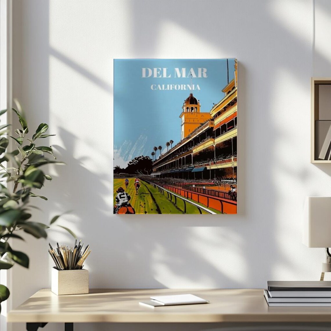 Classic Del Mar California Horse Racetrack Vintage Travel Poster