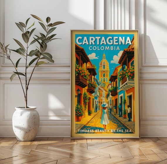 Cartagena Colombia Colonial Old Town Street Travel Wall Poster