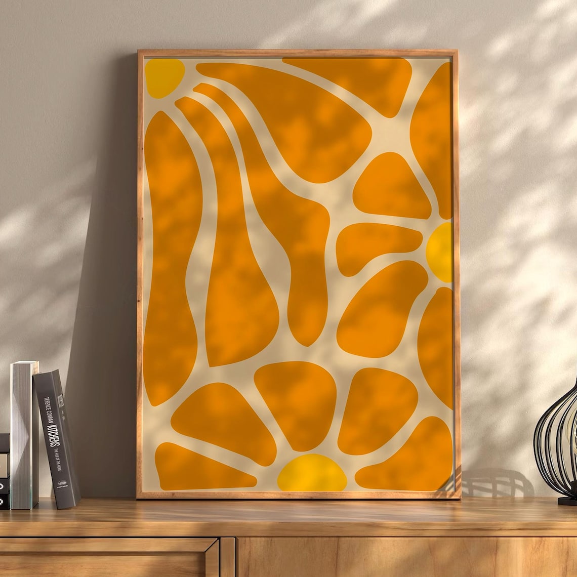 Bold Orange Abstract Organic Shapes Retro Mid Century Wall Art