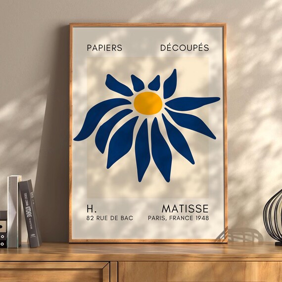Henri Matisse Papiers Decoupes Blue Flower Cutout Paris Wall Art