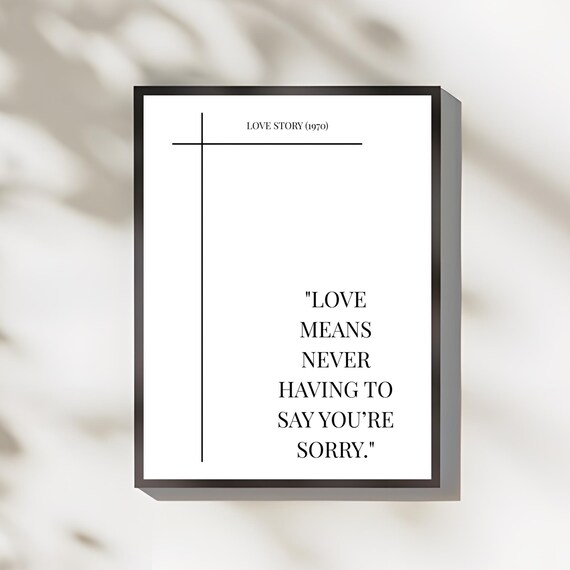 Love Story 1970 Quote Minimalist Movie Line Typography Poster