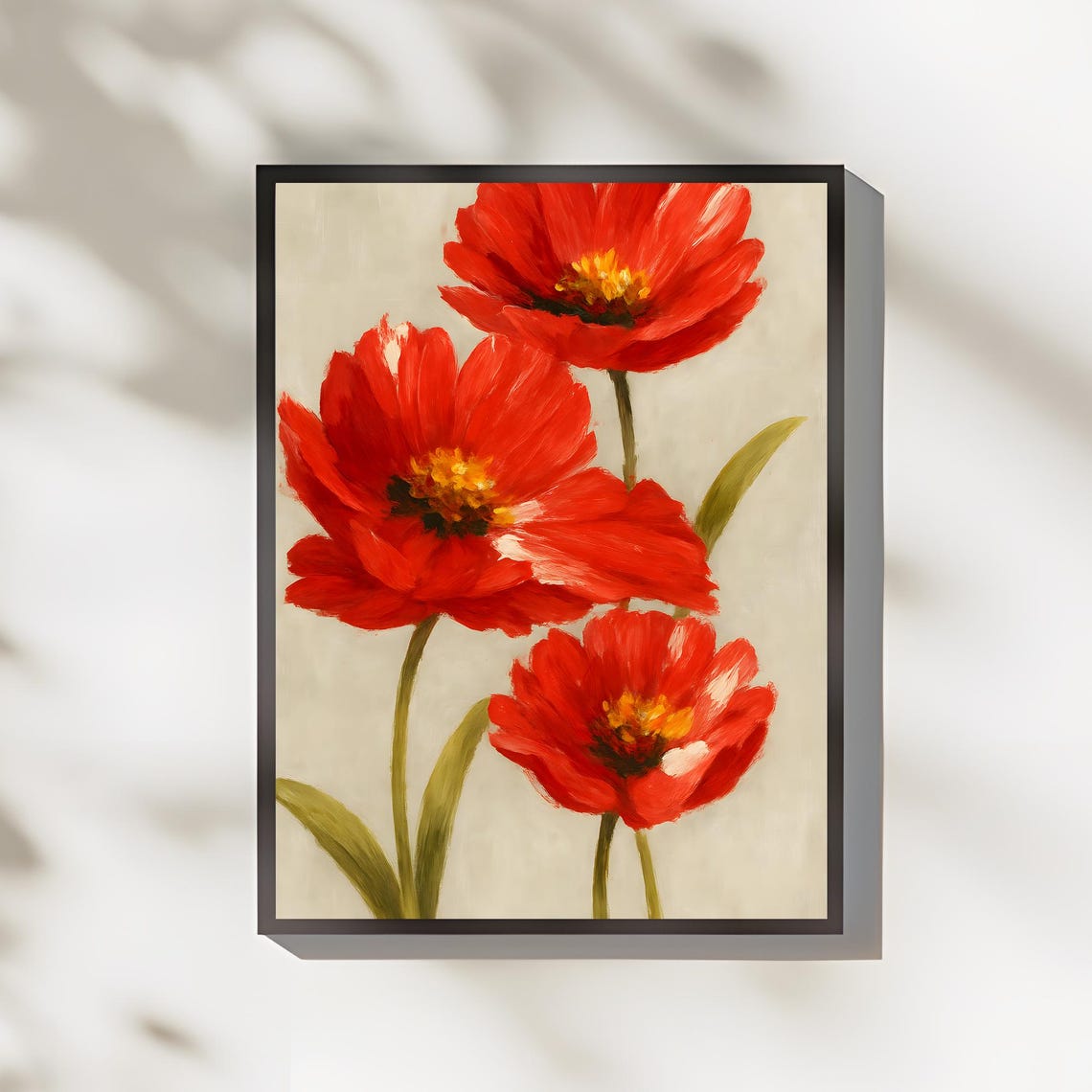 Red Poppies Bold Oil Painting Floral Still Life Wall Decor Poster
