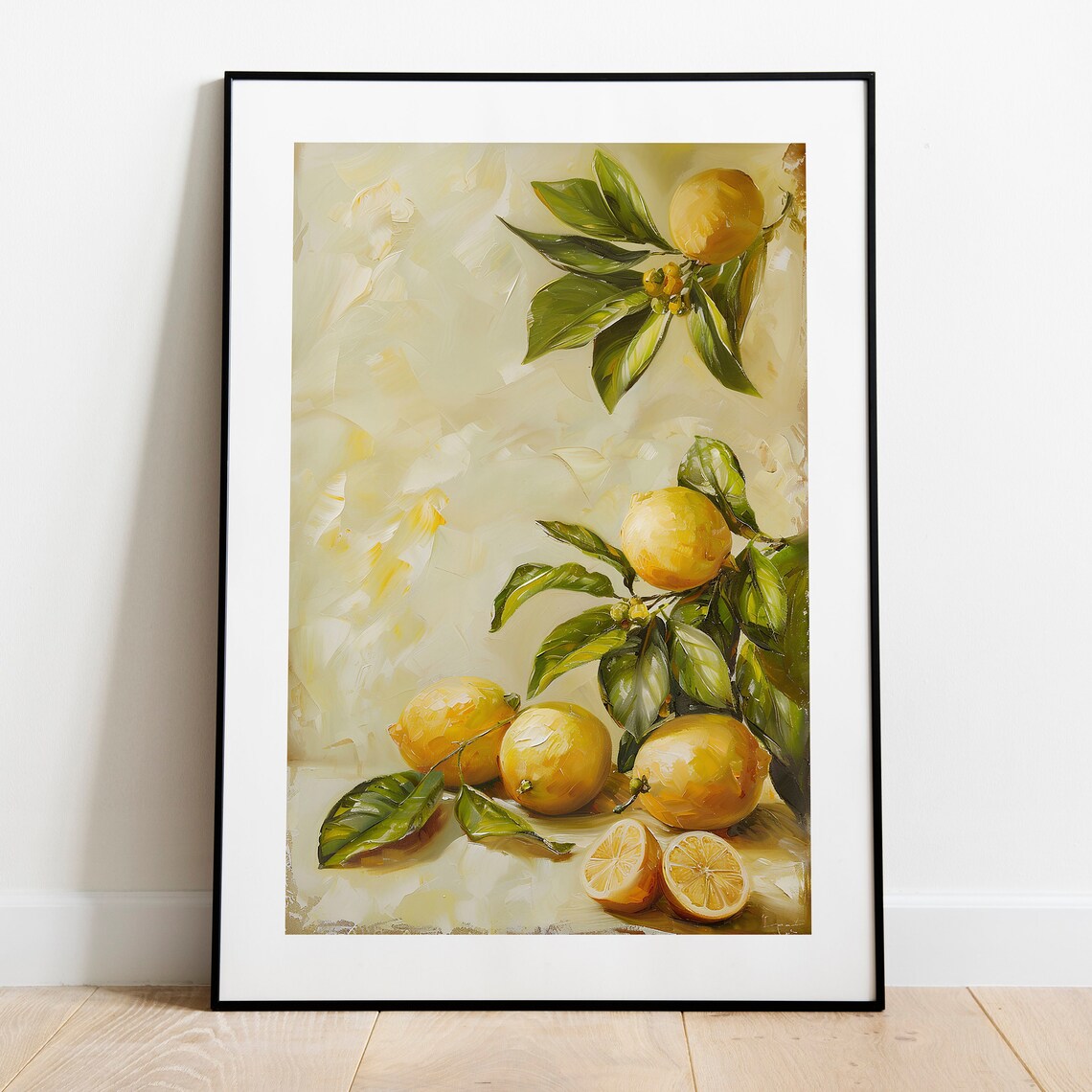 Yellow Lemon Oil Painting Vintage Citrus Botanical Kitchen Poster - Image 4