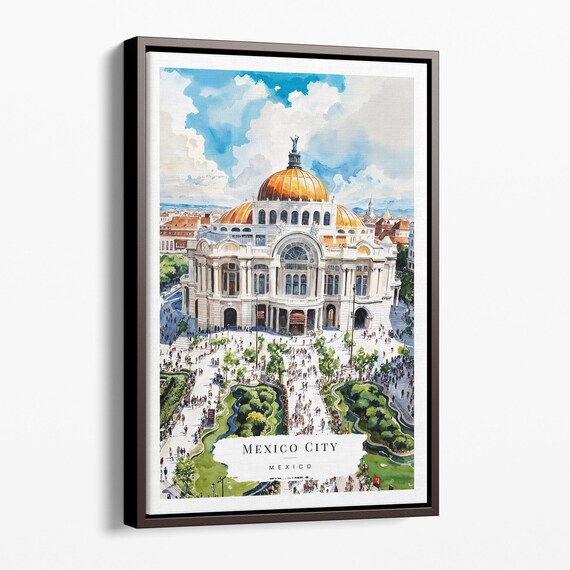 Mexico City Palacio de Bellas Artes Watercolor Travel Poster