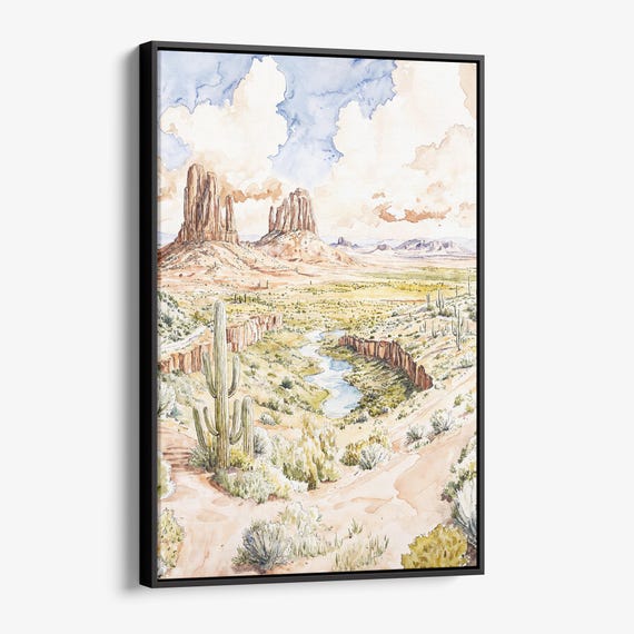 Monument Valley Canvas Print Southwest Watercolor Landscape Wall Art