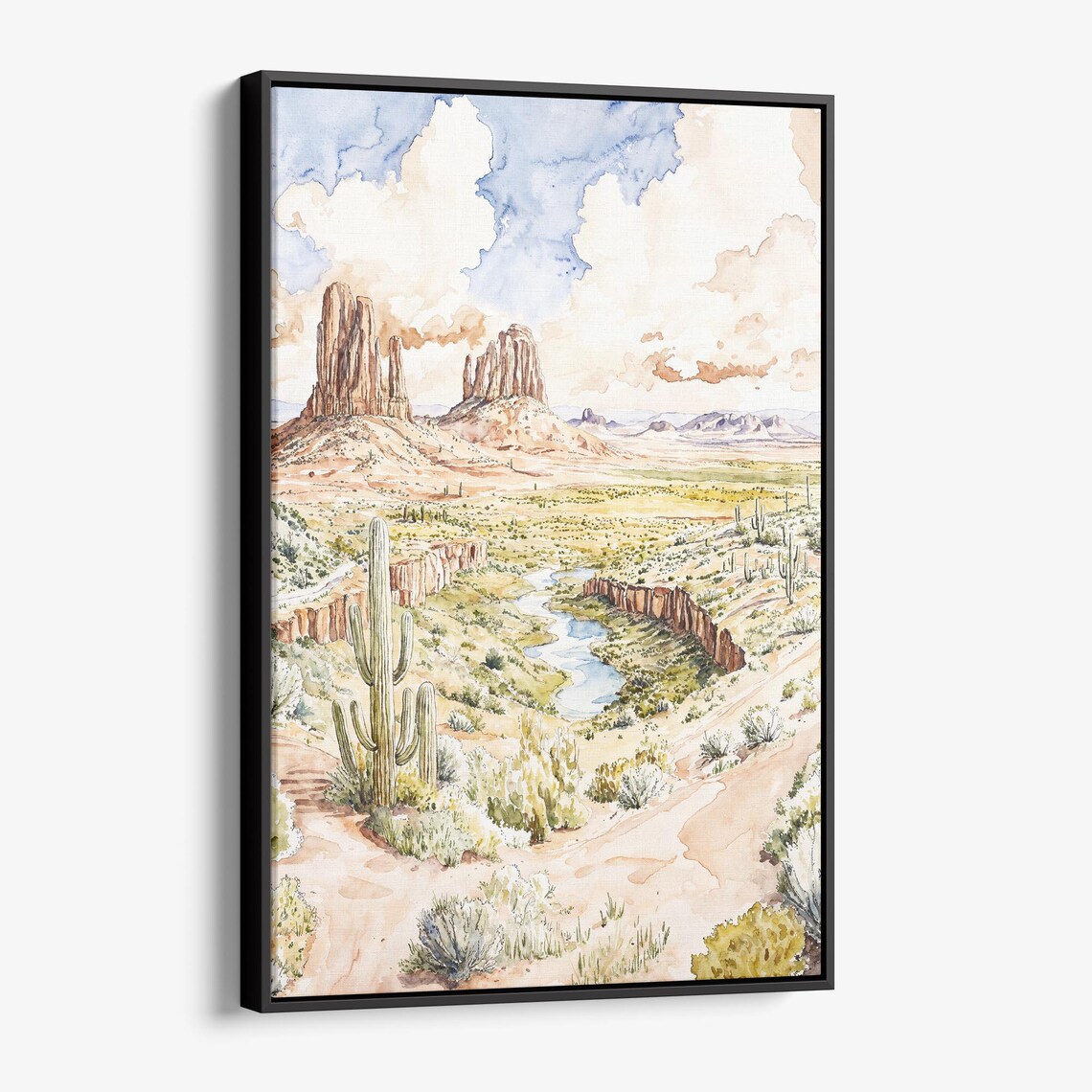 Monument Valley Desert Red Rock Buttes Watercolor Southwest Art Poster