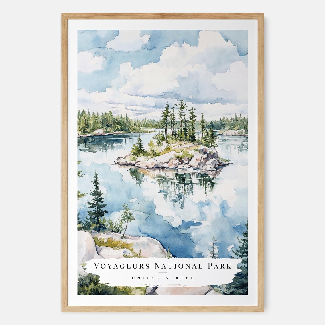 Voyageurs National Park Pine Lake Scenic Northwoods Watercolor Poster