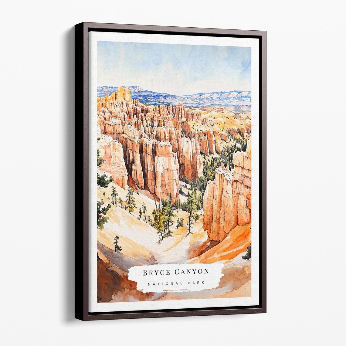 Bryce Canyon National Park Watercolor Landscape Travel Poster