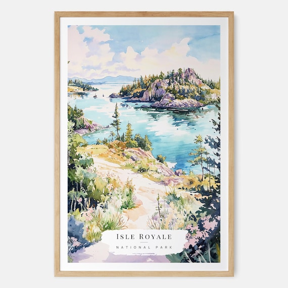 Isle Royale National Park Lake Superior Islands Watercolor Poster