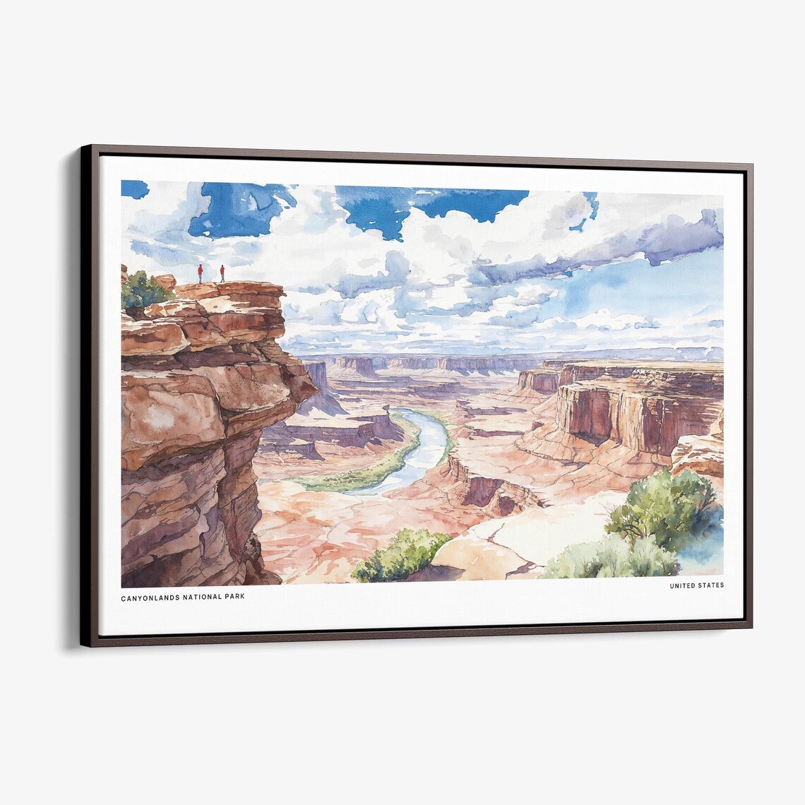 Canyonlands National Park Red Rock Cliffs River Watercolor Scene Poster