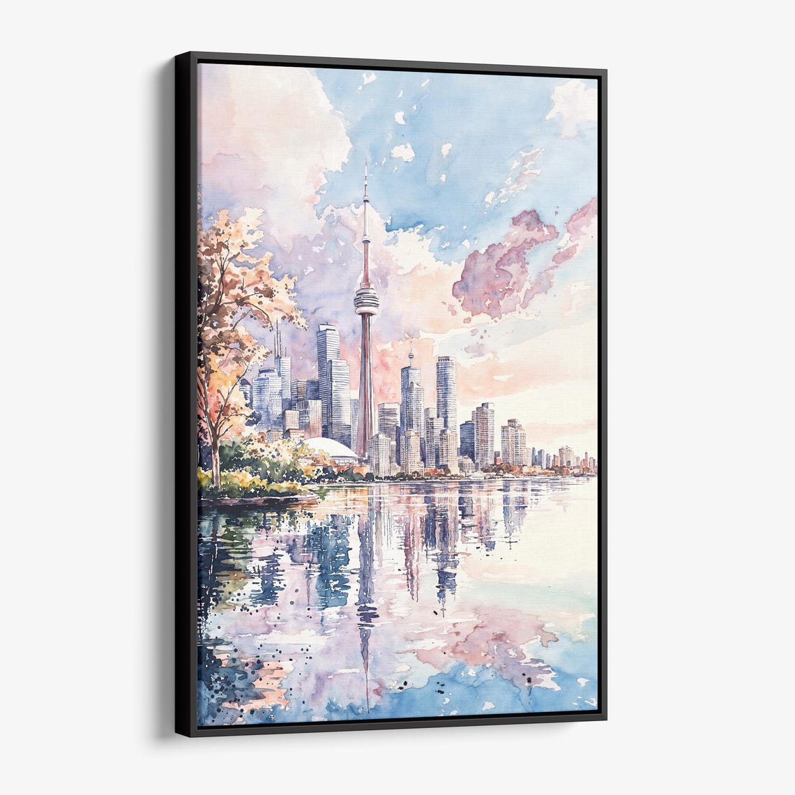 Toronto Skyline Canvas Print Vibrant Watercolor Cityscape Wall Art