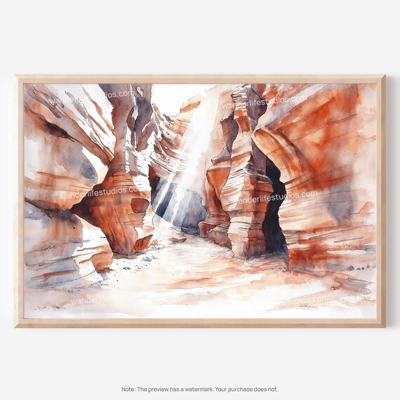 Antelope Canyon Wall Art Watercolor