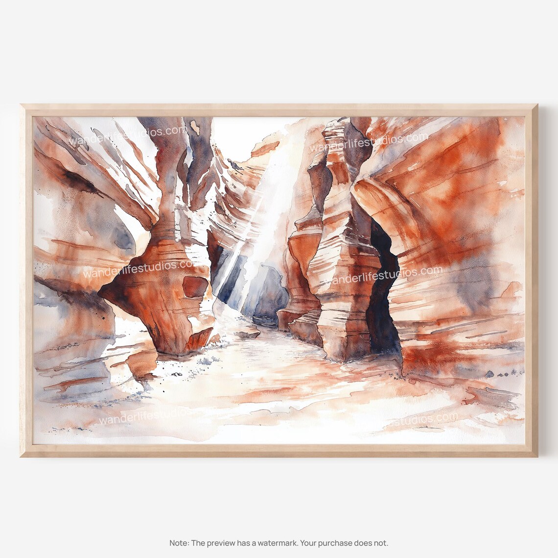 Antelope Canyon Wall Art Watercolor