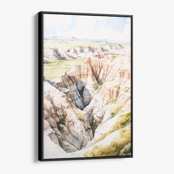 Badlands National Park South Dakota Watercolor Canyon Landscape Poster