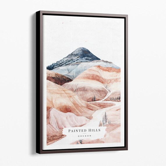 Painted Hills Oregon Terracotta Desert Watercolor Travel Poster
