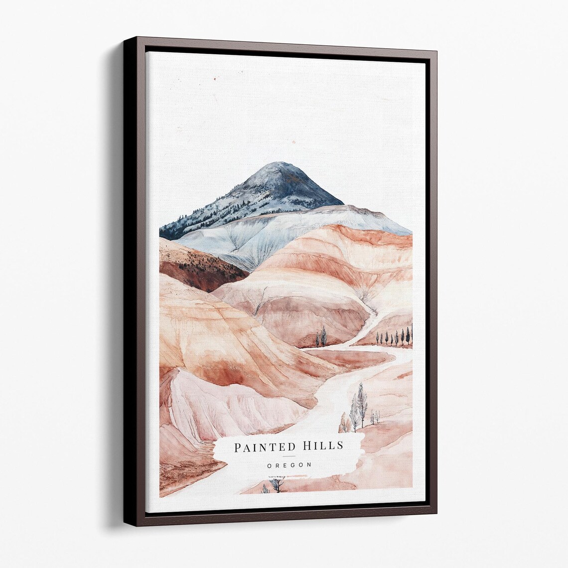 Painted Hills Oregon Terracotta Desert Watercolor Travel Poster