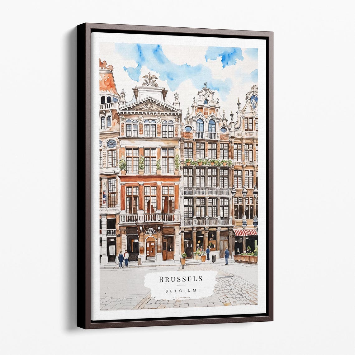 Brussels Belgium Grand Place Watercolor Architecture Art Poster