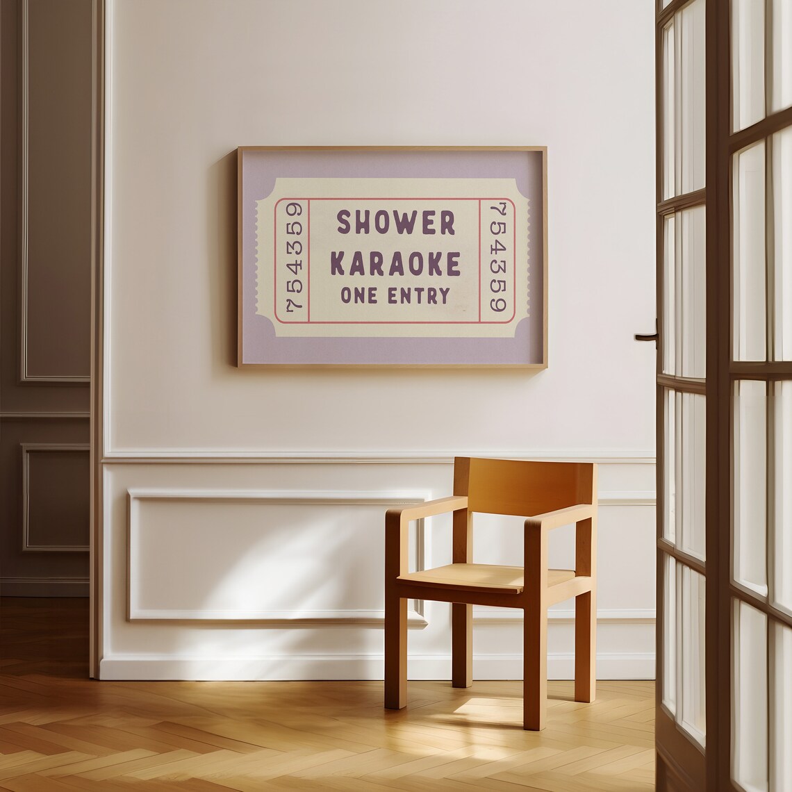 Shower Karaoke Ticket Retro Purple Aesthetic Art Print - Image 3