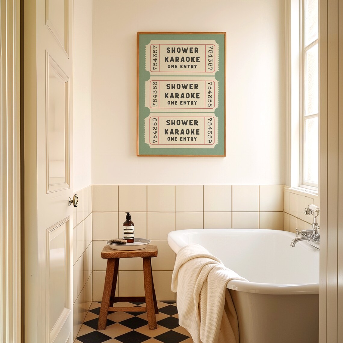 Shower Karaoke Ticket Bathroom Retro Decor Poster - Image 4