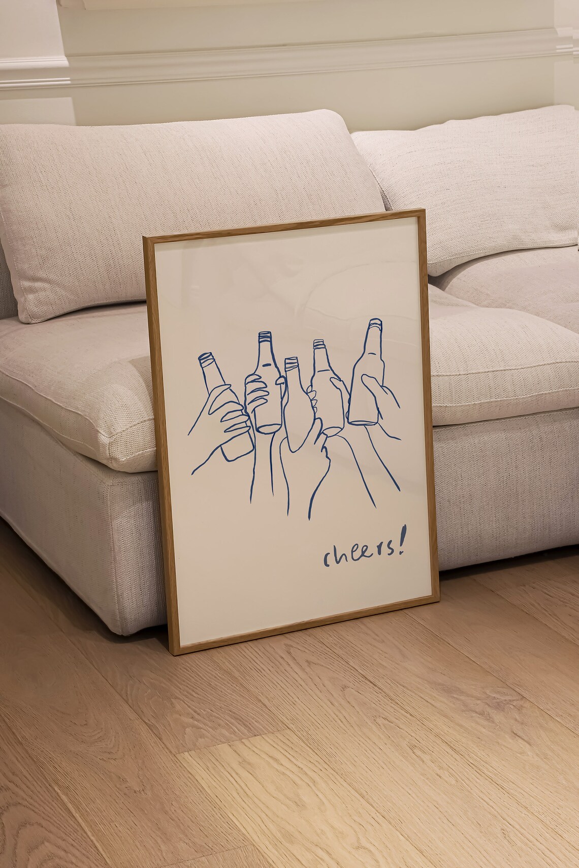 Cheers Retro Line Drawing Quote Art Print