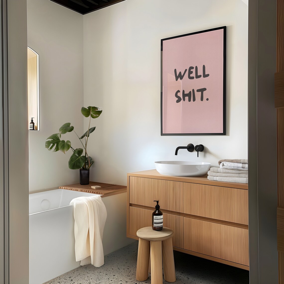Well Shit Funny Bathroom Typography Art Print - Image 2