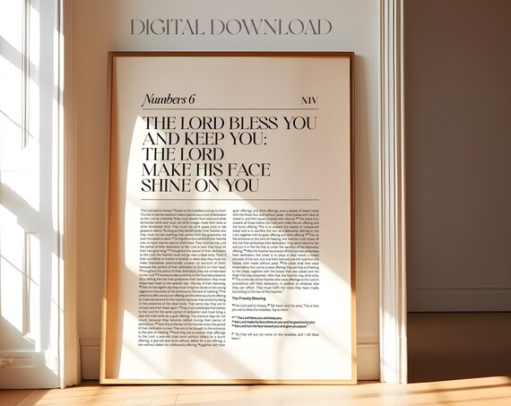 Numbers 6 The Lord Bless You And Keep You Bible Chapter NIV Verse Poster