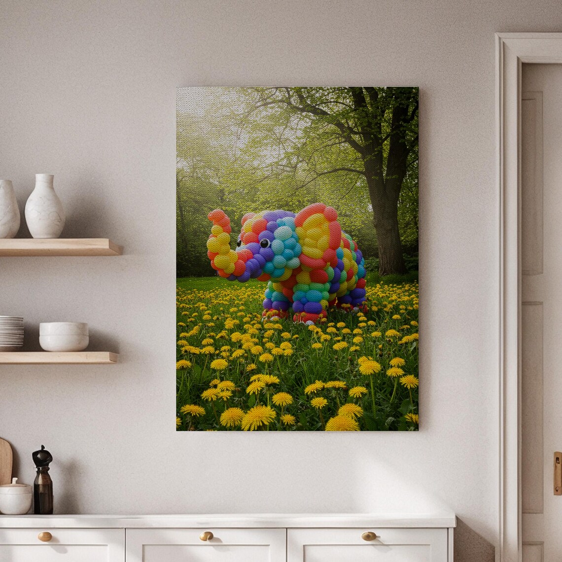 Balloon Elephant Colorful Whimsical Kids Nursery Animal Poster