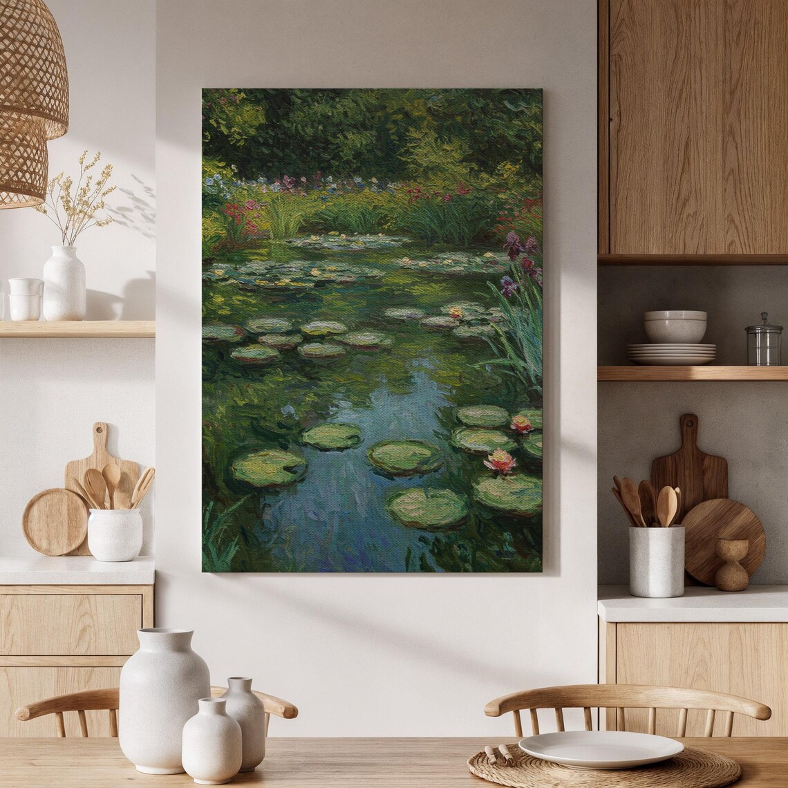 Water Lilies Pond Impressionist Floral Garden Painting Wall Art