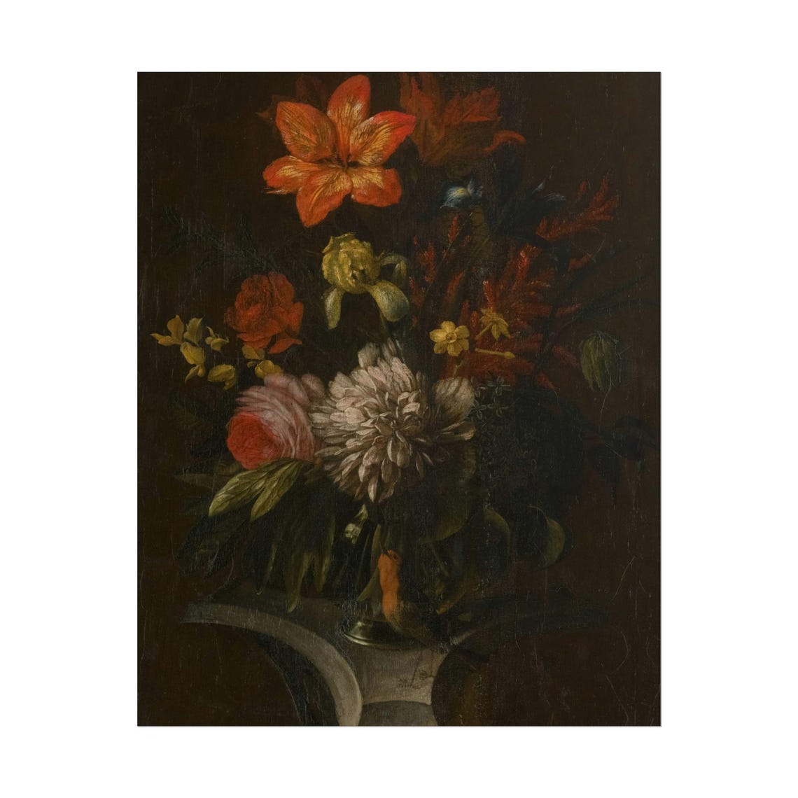 Dark Baroque Floral Still Life with Orange Lily Vintage Poster - Image 6