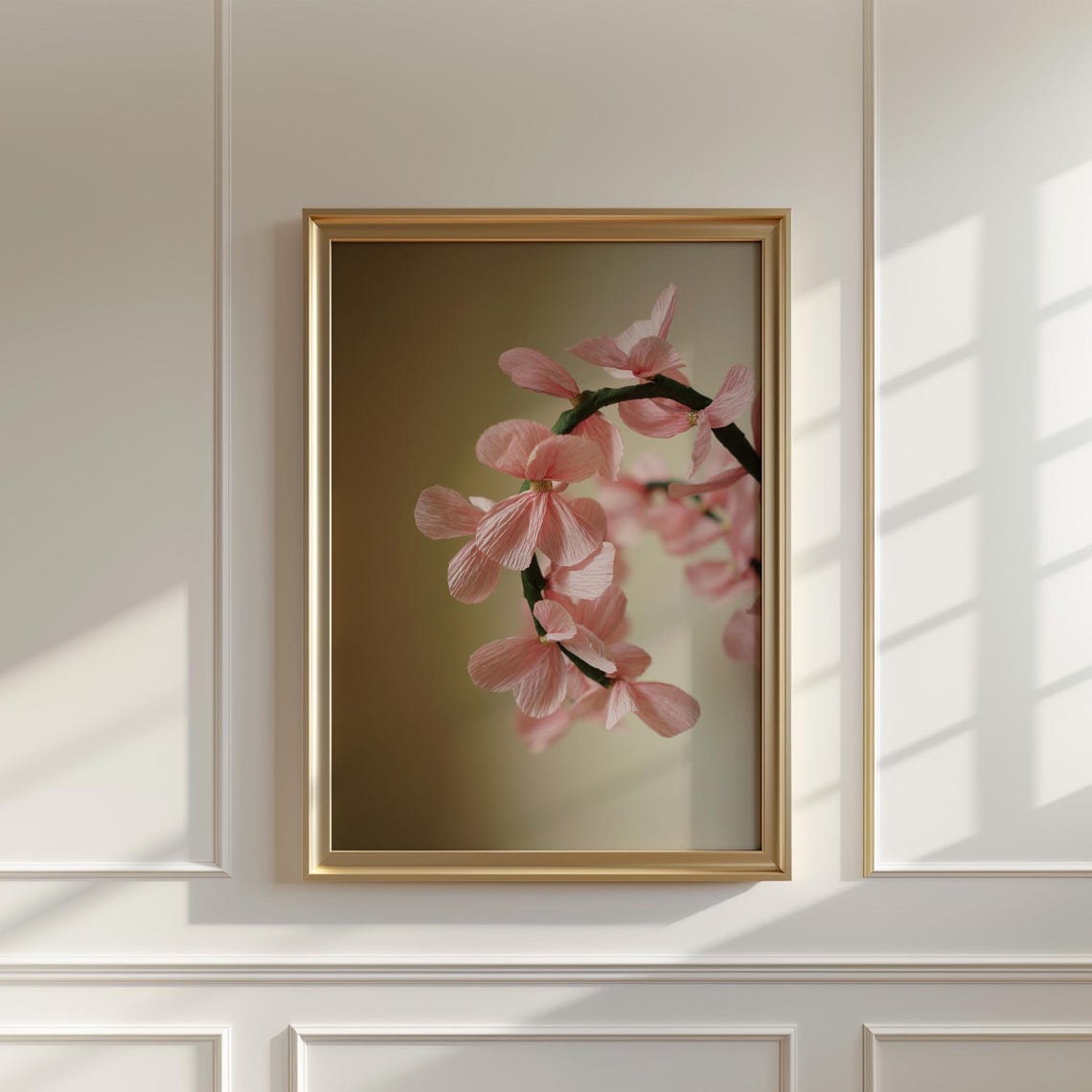 Pink Cherry Blossom Branch Moody Floral Photography Wall Print - Image 5