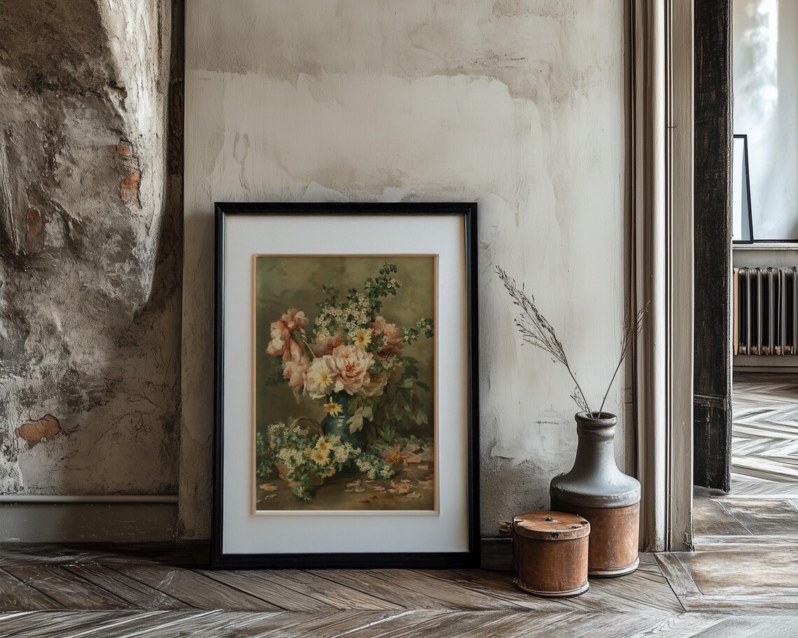 Grand Mixed Rose Bouquet in Classic Floral Still Life Oil Poster - Image 3