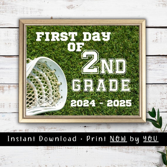 First Day Of School Sign First Day Of 2nd Grade Lacrosse Sports Sign Boys Back To School Photo Prop Second Grade Lax