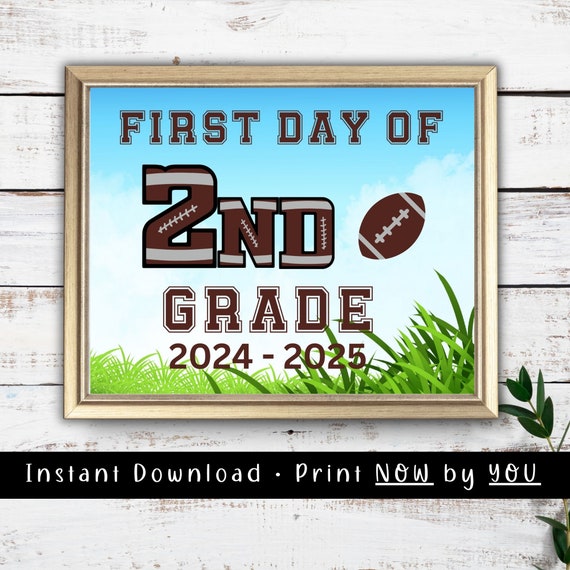 First Day Of School Sign First Day Of 2nd Grade Football Sports Sign For Boys Back To School Photo Football Letters
