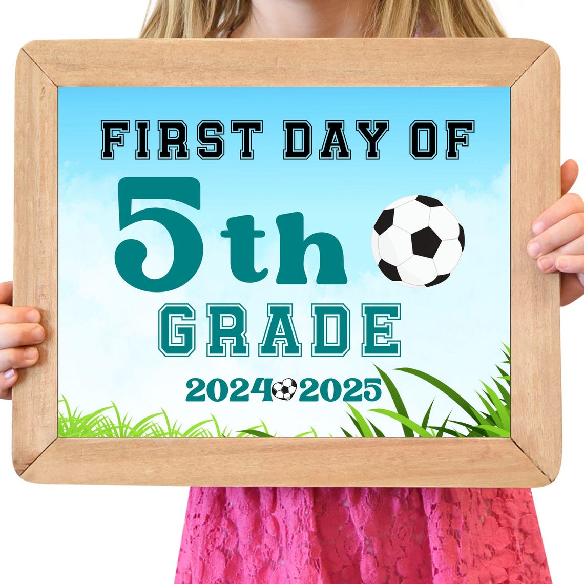 First Day Of School Sign First Day Of 5th Grade Soccer Sports Sign For Girls Back To School Photo Prop Fifth Grade Diy - Image 2