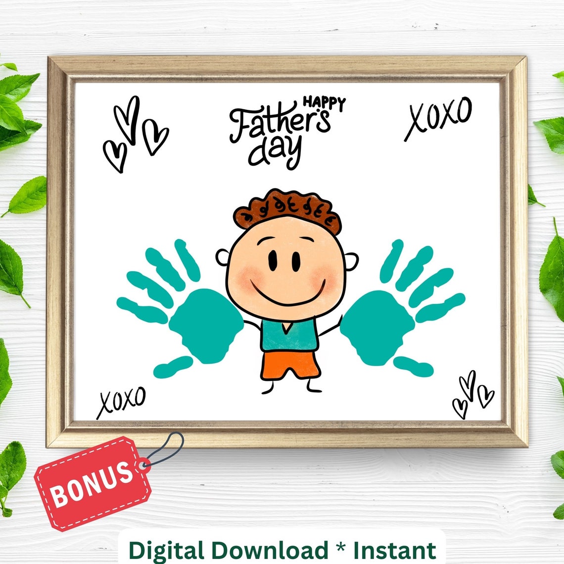 Happy Fathers Day Daddy Little Boy Handprint Keepsake Poster