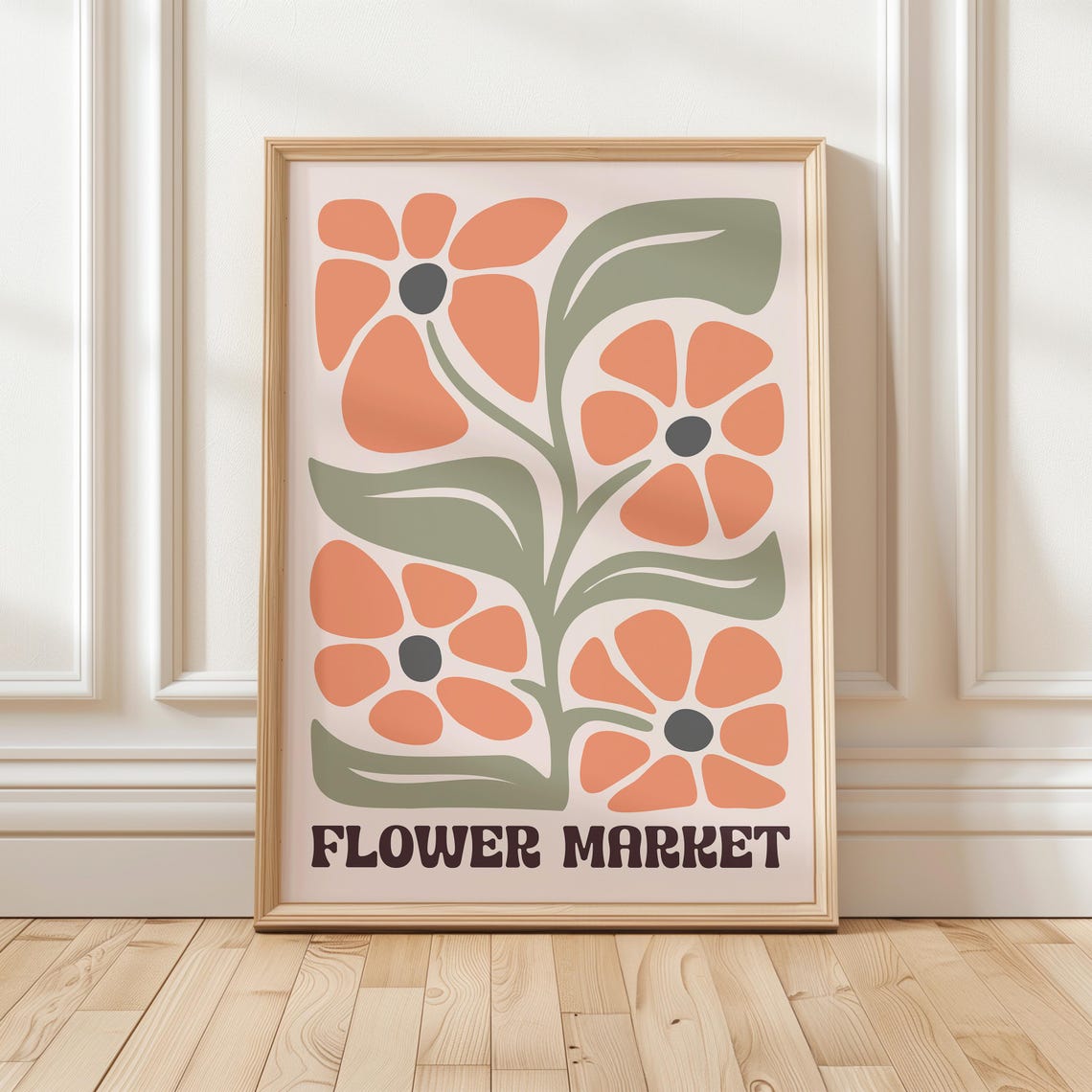 Retro Flower Market Orange Blossom Botanical Pastel Decor Poster